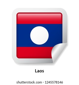 Flag of Laos. Round glossy sticker