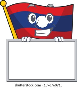 Flag laos Scroll cartoon character style grinning with board