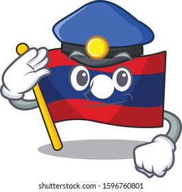 Flag laos Scroll Cartoon mascot style as a Police officer