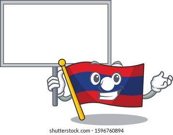 Flag laos Scroll cute cartoon character bring a board