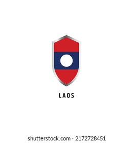 Bandera de Laos con icono de forma de escudo ilustración vectorial plana