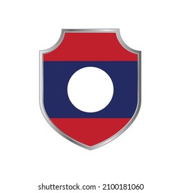Flag of Laos with silver frame