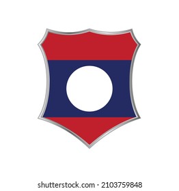 Flag of Laos with silver shield frame