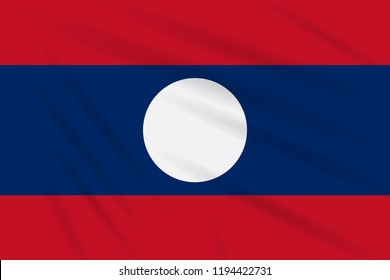 Flag Laos swaying in the wind, realistic vector.