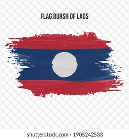 Flag Of Laos in texture brush  with transparent background, vector illustration in eps file