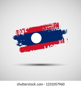 Flag of Laos. Vector illustration of grunge brush stroke with Laotian national flag colors for your graphic and web design