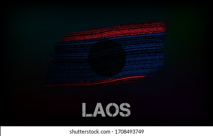 Flagge der Laos. Vektorillustration im Grunge-Stil mit Rissen und Abrieben. Gutes Bild für den Druck