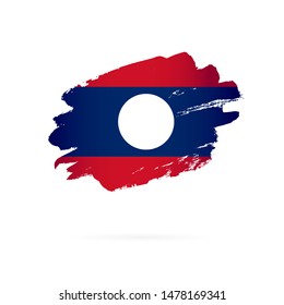 Flag of Laos. Vector illustration on a white background. Brush strokes are drawn by hand.
