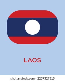 Flag of Laos, Laos flag vector illustration, Laos flag in rounded corner, Button style Laos flag.
