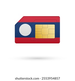 Flag of Laos. Vector illustration of SIM Card with flag on white background