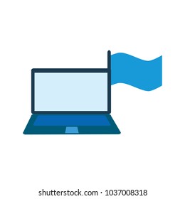 Flag Laptop Logo Icon Design