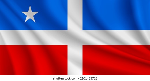 Flag of Lares, Puerto Rico. Realistic waving flag of Lares vector background.