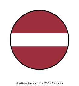 Flag of Latvia. Black edge. Latvia circle flag logo icon computer vector illustration design.