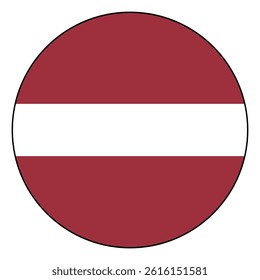 Flag of Latvia. Black edge. Latvia circle flag logo icon computer vector illustration design.