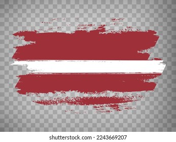 Flag Latvia brush stroke background.  Flag of  Republic of Latvia on transparent background for your web site design, app, UI.  Stock vector. EPS10.