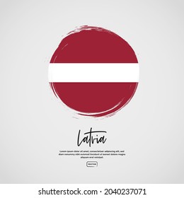 Flag of Latvia with brush stroke effect and text