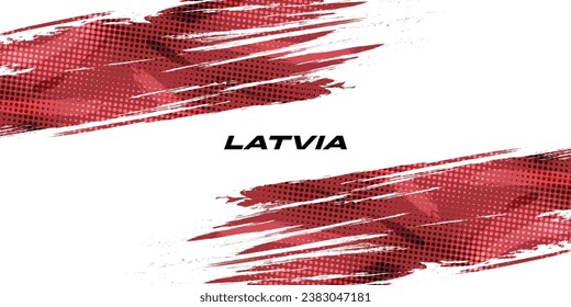 Flag of Latvia with Brush Style. National Republic of Latvia flag on White Background