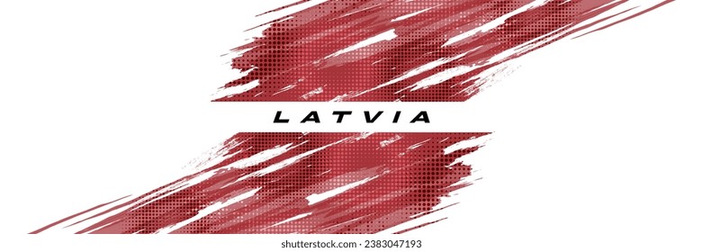 Flag of Latvia with Brush Style. National Republic of Latvia flag on White Background