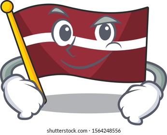 Flag latvia cartoon with in smirking character