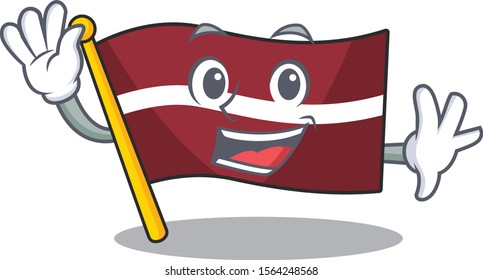 Flag latvia cartoon with in waving character