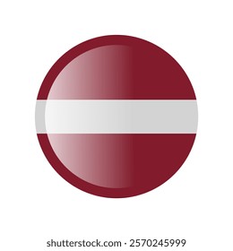 The flag of latvia. Circle icon flag. Button flag icon. Standard color. 3d illustration. glossy circle badge	