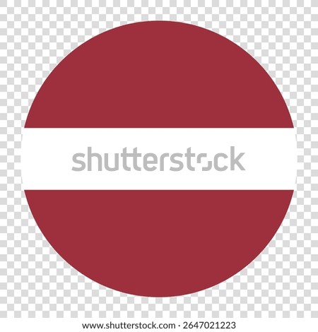 Flag of Latvia. Latvia circle flag logo icon computer vector illustration design. Transparent checkerboard background.