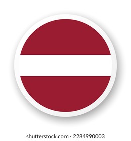Flag of Latvia flat icon. Round vector element with shadow underneath. Best for mobile apps, UI and web design.