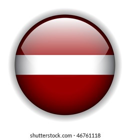 Flag of Latvia, glossy button, vector
