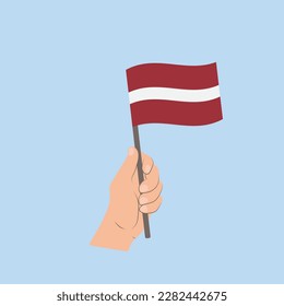 Flag of Latvia, Hand Holding flag