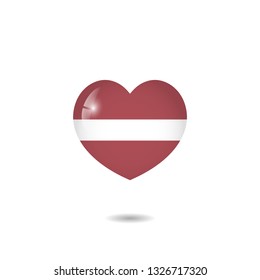 flag of Latvia heart 3d vector illustration
