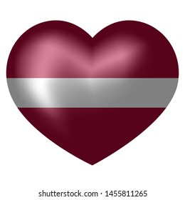 flag of Latvia in heart shape. vector illustration.