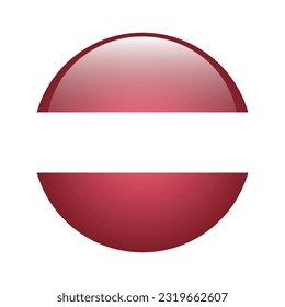The flag of Latvia. Flag icon. Standard color. The round flag. 3d illustration. Computer illustration. Digital illustration. Vector illustration.