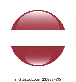The flag of Latvia. Flag icon. Standard color. Circle icon flag. 3d illustration. Computer illustration. Digital illustration. Vector illustration.