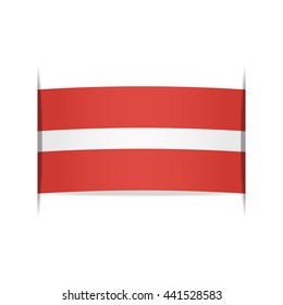 Flag of Latvia, officially the Republic of Latvia. Vector illustration of a stylized flag. The slit in the paper with shadows. Element for infographics.