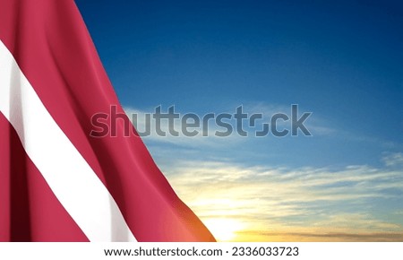 Flag of Latvia on beatiful sky. EPS10 vector