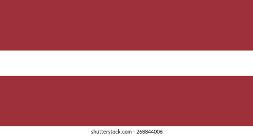 Flag of Latvia. Right sizes, colors and proportions. Official Latvian state symbol. Three stripes - red and white. Sign for the political articles and maps. Vector illustration.