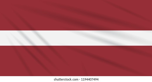 Flag Latvia swaying in the wind, realistic vector.