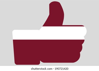 The flag of Latvia in a Thumbs Up Icon