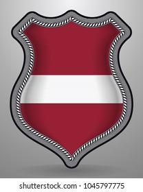 Flag of Latvia. Vector Badge and Icon. Horizontal Orientation Version