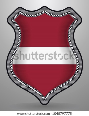 Flag of Latvia. Vector Badge and Icon. Horizontal Orientation Version