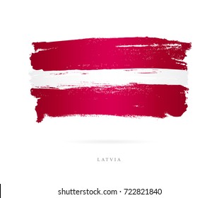 Bandera de Letonia. Ilustración vectorial sobre fondo blanco. Hermosas pinceladas. Concepto Abstractas. Elementos para el diseño.