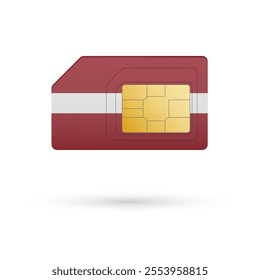 Flag of Latvia. Vector illustration of SIM Card with flag on white background