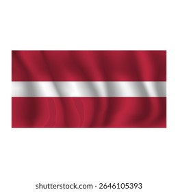 Bandeira da Letónia ondulada flui ao vento, com dobras 3d