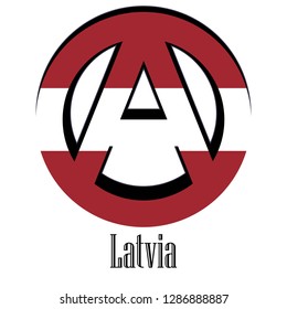 Flag of Latvia of the world in the form of a sign of anarchy, which stands for freedom and equality of people.