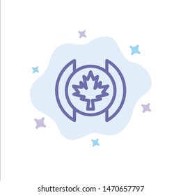 Flag, Leaf, Tree Blue Icon on Abstract Cloud Background. Vector Icon Template background