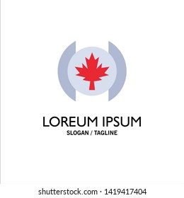 Flag, Leaf, Tree Business Logo Template. Flat Color