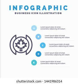 Flag, Leaf, Tree Line icon with 5 steps presentation infographics Background