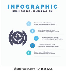Flag, Leaf, Tree Solid Icon Infographics 5 Steps Presentation Background