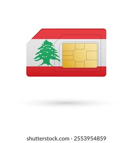 Flag of Lebanese. Vector illustration of SIM Card with flag on white background