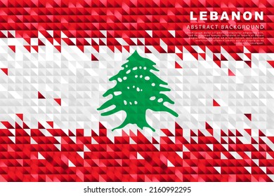 Flag of Lebanon. Abstract background of small triangles in the form of colorful red and white stripes of the Lebanese flag. Vector illustration.